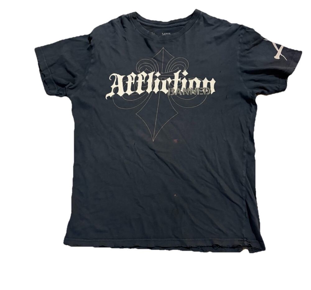 Affliction Banned T Shirt Mens Size L July 19 Fedor vs Sylvia MMA Black Graphic
